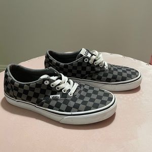 grey checkered vans with laces